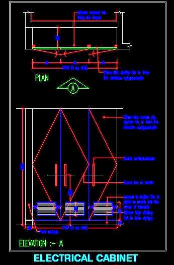 Electrical Cabinet DWG with Plan, Elevation and Section